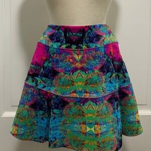 Dona Jo Kaleidoscope Print Tiered Skirt Size XL – Vibrant Athletic Boho Style